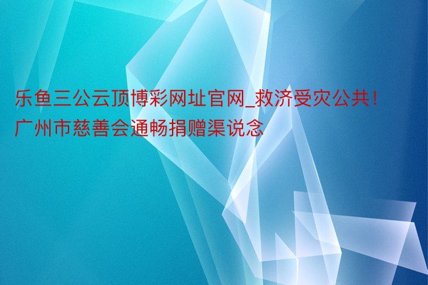 乐鱼三公云顶博彩网址官网_救济受灾公共！广州市慈善会通畅捐赠渠说念